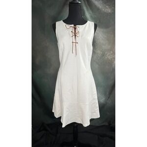 NWT Lauren Ralph Lauren Dress Sleeveless Cream Lace Up Eyelet Detail Size 4